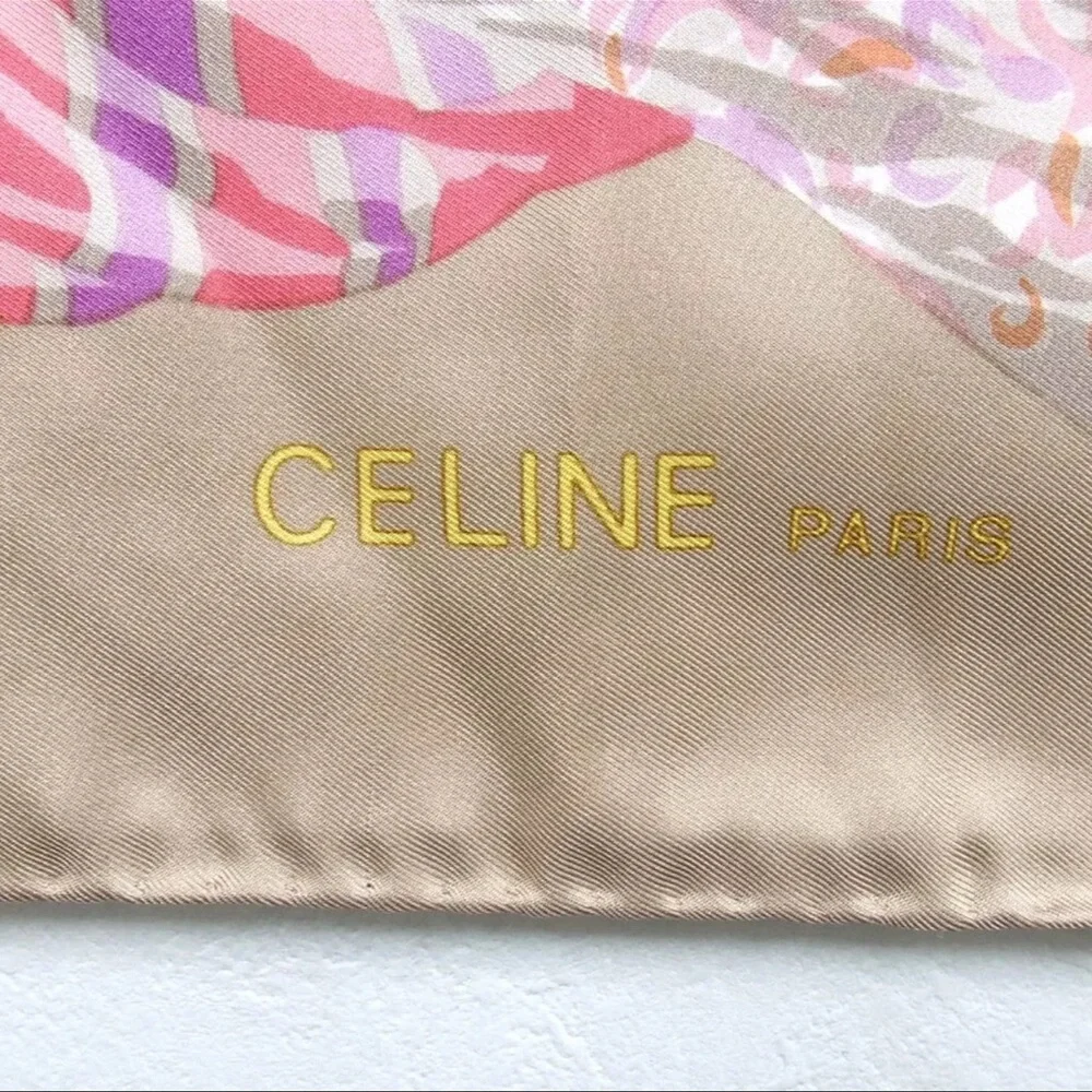 AUTH Celine Silk Scarf Pink - Picture 6 of 7